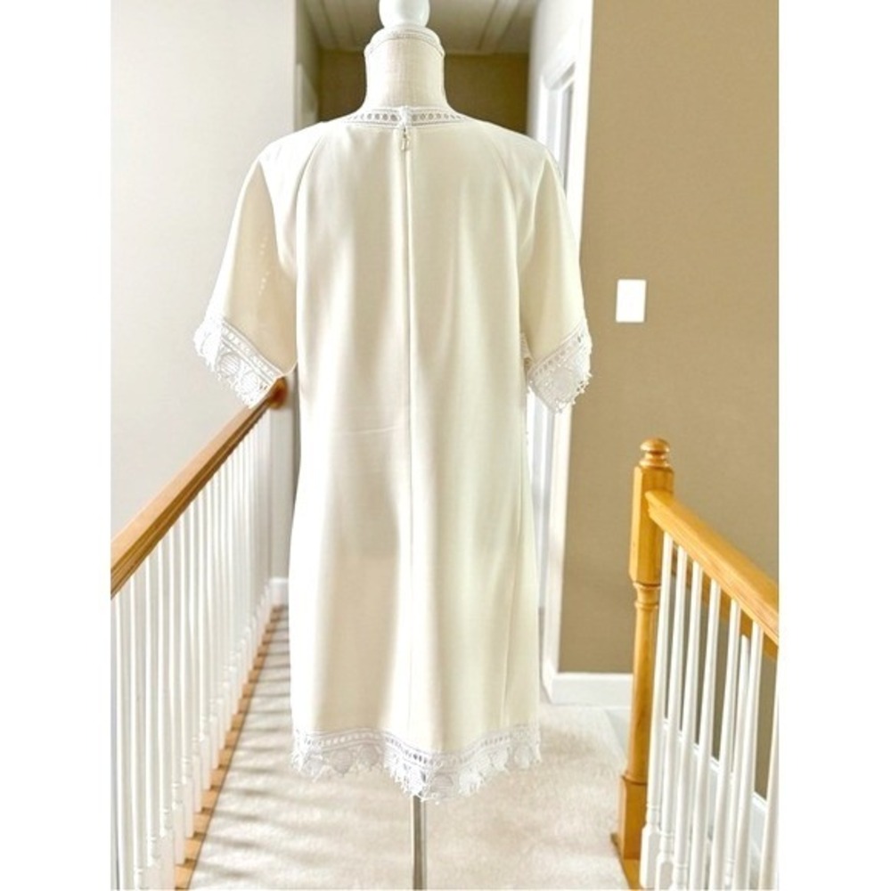 Tory Burch Marissa Ivory Cream Crochet Lace Trim Shift Dress Sz 14‎ - Picture 8 of 14